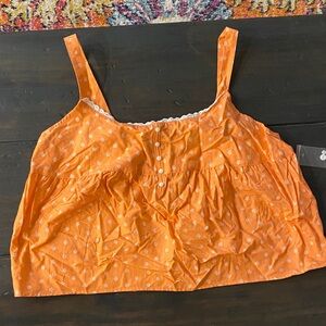 Orange Floral Sleeveless Sleep Top
